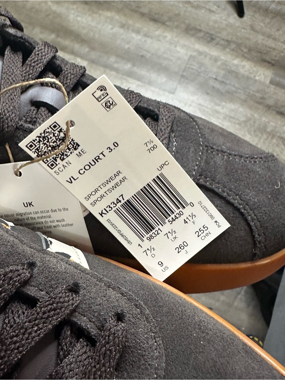 adidas VL Court 3.0 Brown Suede Sneakers with Leopard-Pattern Stripes - Picture 5 of 5